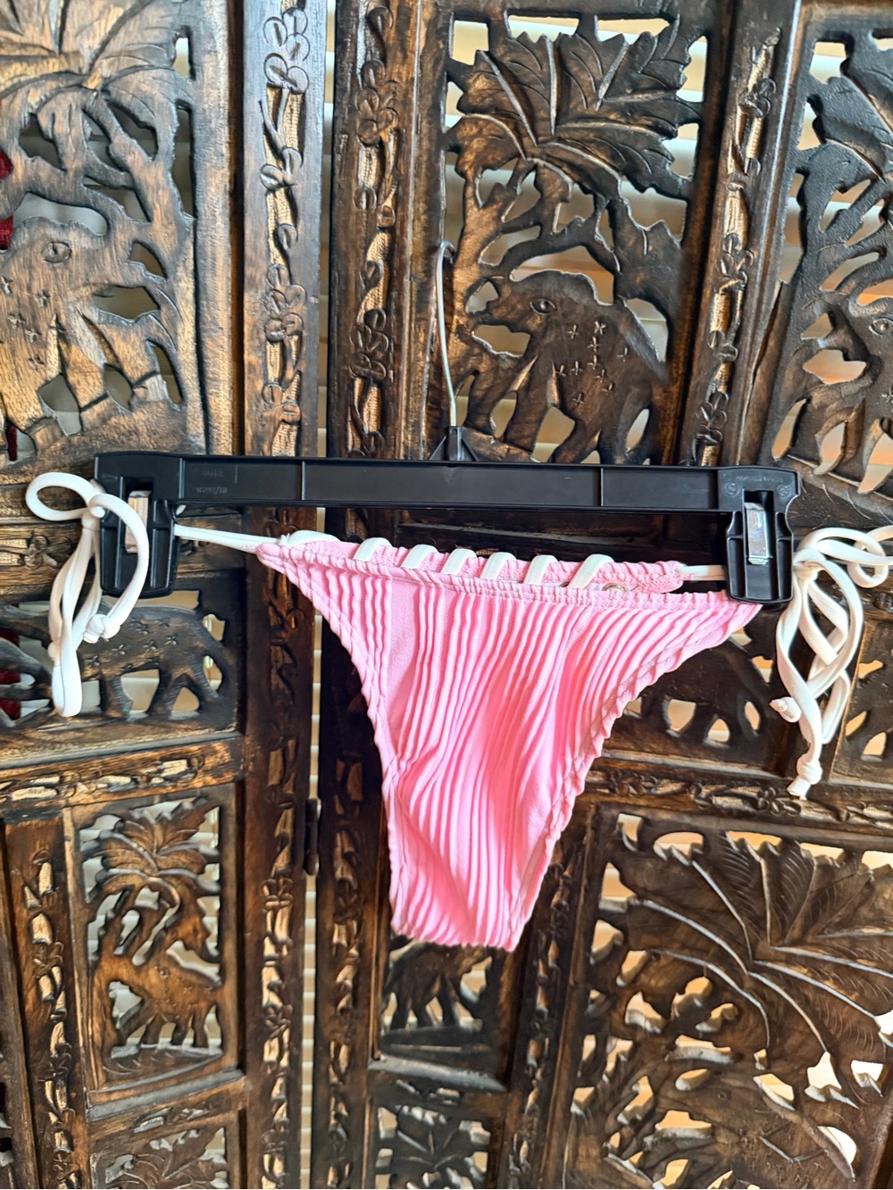 Pink Ruched String Bikini Bottom - Picture 4 of 7